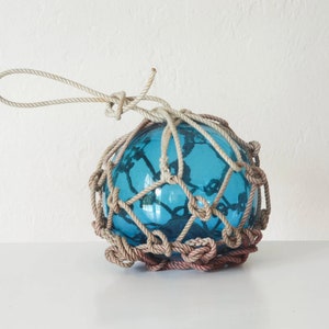 Glass Fishing Float 6&quot; Blue Vintage Japanese Beach Decor by SEASTYLE