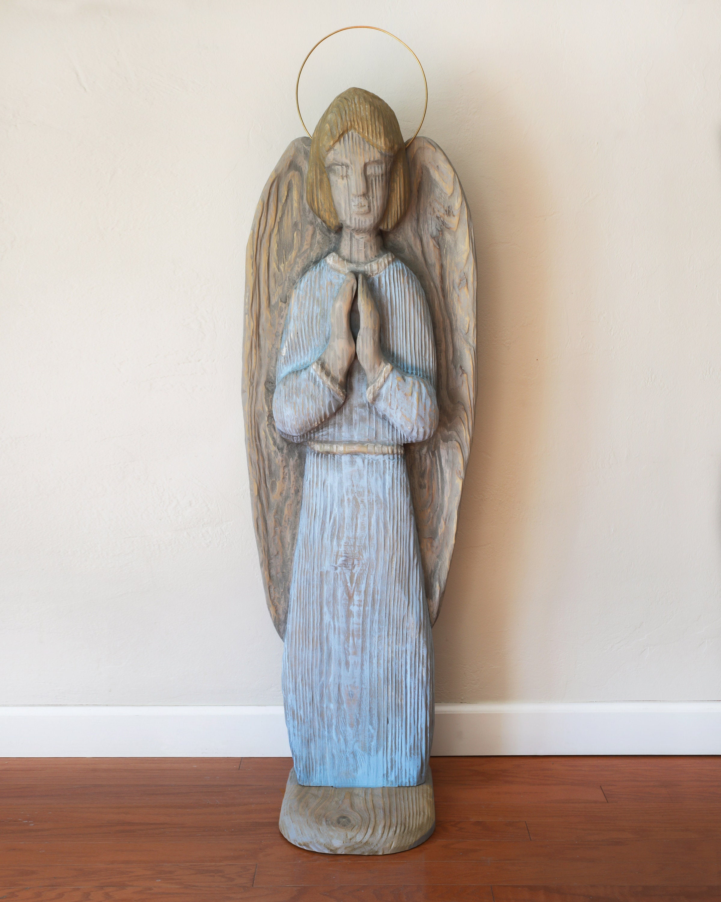 Christmas Sculpture Driftwood Angel Color 52 Inch 3D Standing Style Decor By Seastyle