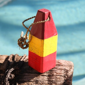 Beach Decor Lobster Buoy Brown Yellow Red Vintage Style Nautical by SEASTYLE