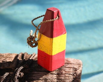 Beach Decor Lobster Buoy Brown Yellow Red Vintage Style Nautical by SEASTYLE