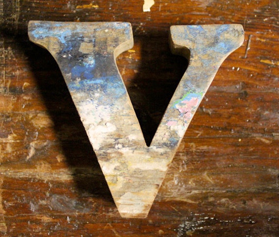 Wooden letter V Beach Decor Vintage Style Nautical by SEASTYLE
