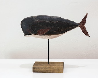 Whale on Stand Beach Home Décor Figurine Wooden
