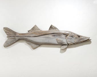 Snook 40" 2D Driftwood Style Sculpture Beach Décor by SEASTYLE