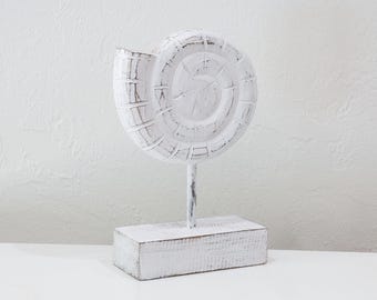 White Wood Shell Stand Coastal Style