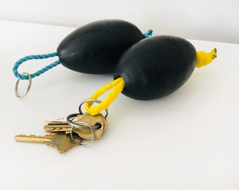 Sleutelhanger houten vintage boei zwart nautisch van SEASTYLE