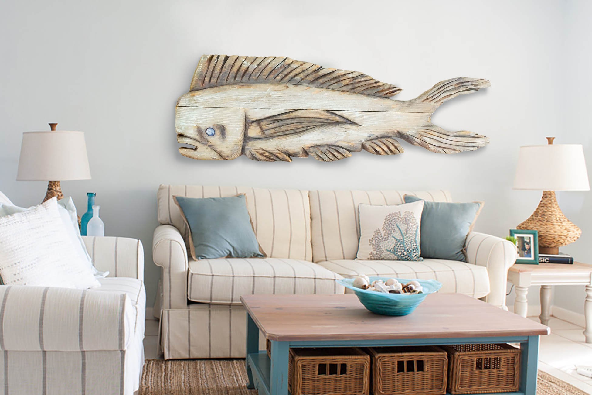 Driftwood Beach Décor 45 Dolphinfish 2d sculpture by SEASTYLE