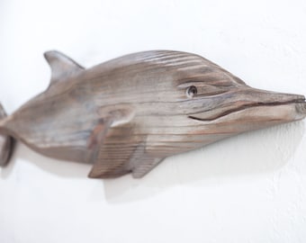 Driftwood Dolphin 40" 2D Sculpture Beach Décor by SEASTYLE