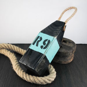 Boya de langosta negra y verde de 28 cm, decoración costera náutica de madera de SEASTYLE