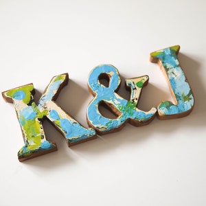 Initials 3 Wood Letters Beach Decor, Wooden, Vintage, Nautical, by Seastyle