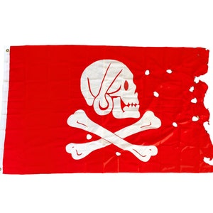 Red Pirate Flag 5x3 ft Jolly Roger 90X150cm Beach Decor  by SEASTYLE