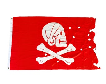 Red Pirate Flag 5x3 ft Jolly Roger 90X150cm Beach Decor  by SEASTYLE