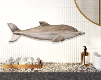 Driftwood Dolphin 23" 2D Sculpture Beach Décor by SEASTYLE