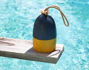 Vintage Lobster Buoy Blue Yellow 9" by SEASTYLE