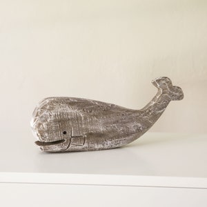 Driftwood Whale 12 in  Rustic Wooden Statue Beach Décor by SEASTYLE