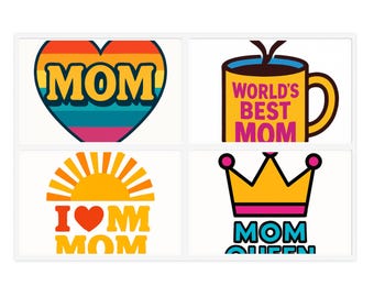 I Love Mom Sticker Sheet Die Cut Stickers Variety Pack Retro Mom Vinyl Stickers Mothers Day Gift