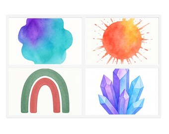 Abstract Watercolor Sticker Sheet Die Cut Stickers Variety Pack Vinyl Stickers Artistic Aesthetic Decals Laptop Water Bottle Stickers