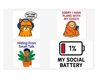 Anti Social Sticker Sheet Funny Introvert Die Cut Stickers Variety Pack Sarcastic Vinyl Stickers Laptop Water Bottle Phone Decals Gift