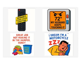 Funny Husband Sticker Sheet Die Cut Stickers Variety Pack Vinyl Stickers Marriage Humor Sarcastic Wife Gift Husband Jokes Waterproof Decals