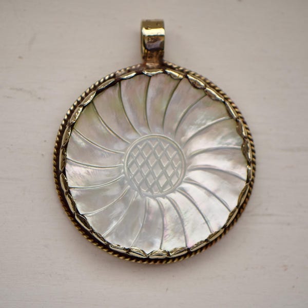 Tibetan Mother of Pearl Flower Pendant