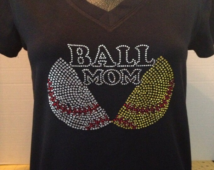 Split Ball Mom Rhinestone Shirt