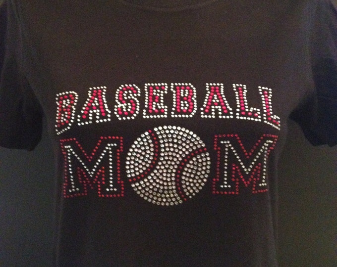 Baseball Mom Custom Bling T-Shirt
