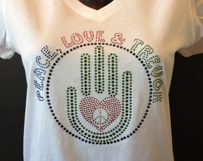 Peace, Love & Trevor WHITE Bling Shirt