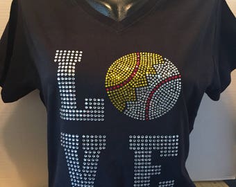 LO-V-E Softball and Baseball Bling Tee