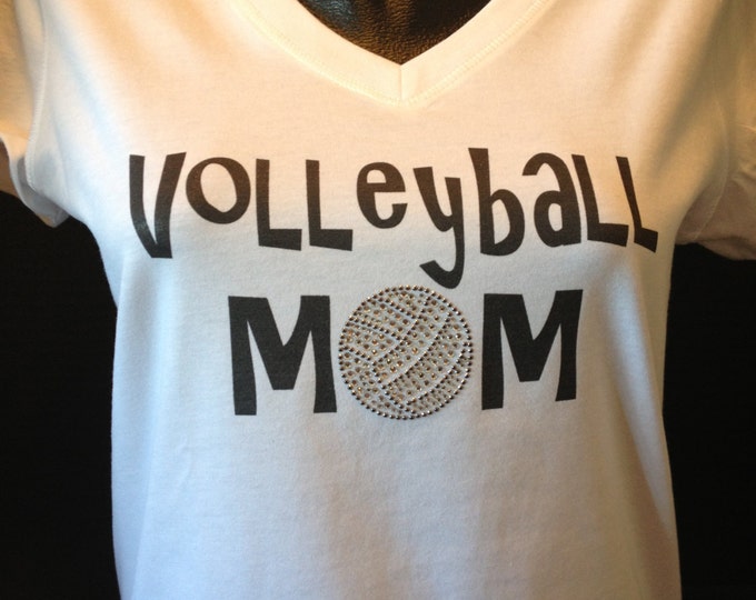Volleyball Mom Bling and Print and Bling T-Shirt