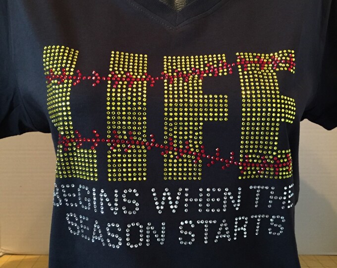 Life Begins When The Softball Season Starts Rhinestone Shirt