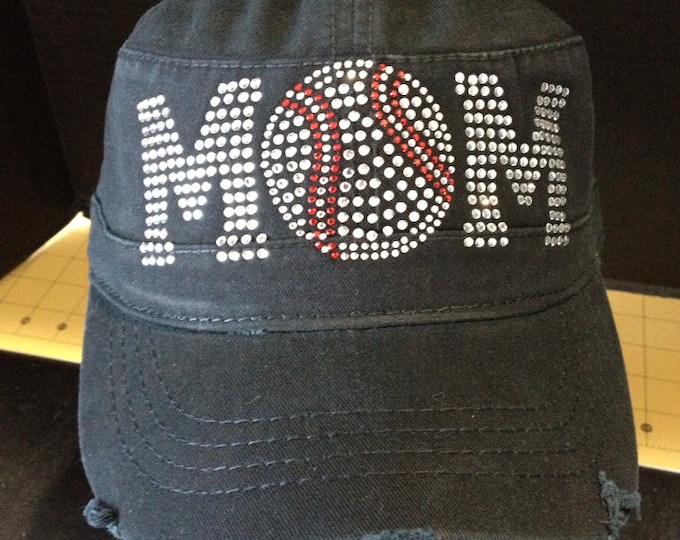 Baseball Mom Embellished Military Style Cotton Hat