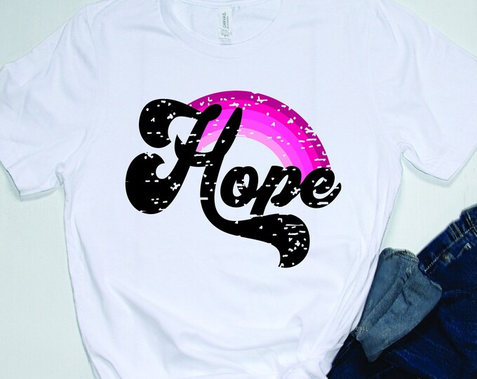 Breast Cancer Awareness - Hope with Pink Rainbow Shirt