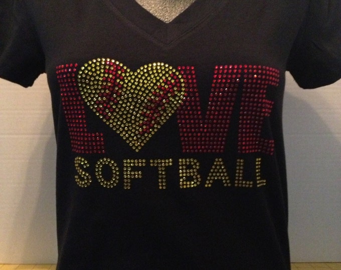 L (Heart) VE Softball Bling Tee