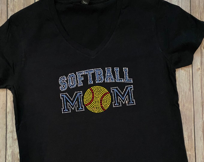 Softball Mom Custom Bling T-Shirt