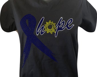 Colon Cancer Awareness - Hope Shines Bling Shirt