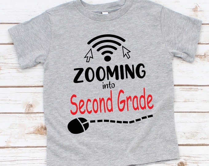 Back to School | Distance Learning |  Virtual School | Zooming Into - Customize Grade - T-Shirt - FREE SHIPPING