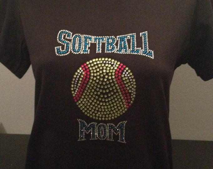 Softball Mom Bling T-Shirt | Customize the Stone Color