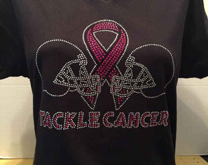 Tackle Cancer Rhinestone Shirt - Breast Cancer Awareness Shirt