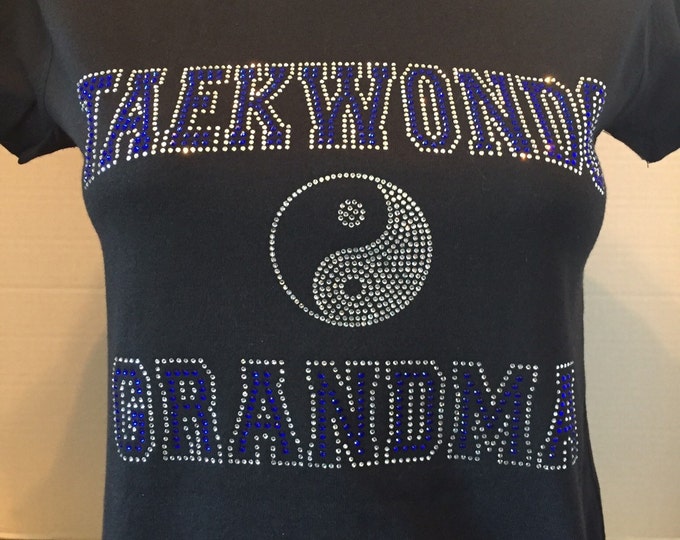 Taekwondo Grandma with Ying/Yang T-Shirt  --Customize Bling Color