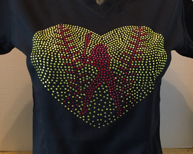 Love Your Softball Player with all your Heart Rhinestone Shirt