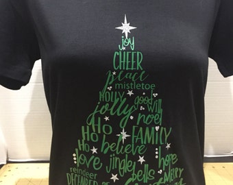 Christmas Tree Subway Art Holiday Shirt
