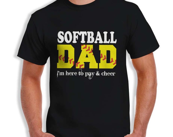 Softball Dad - I'm Here to Pay & Cheer - Distressed / Bleeding Font