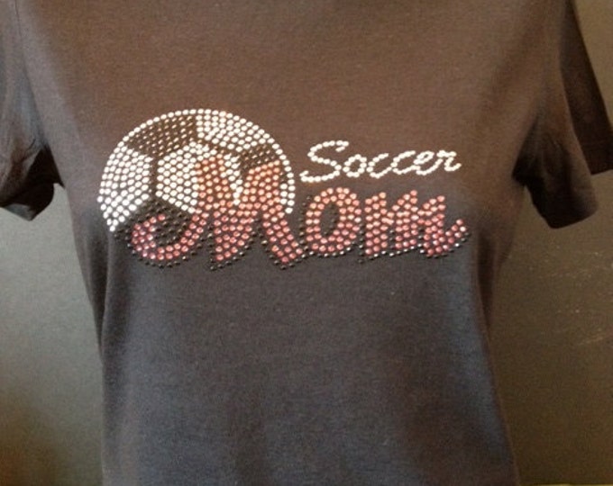 Soccer Mom Bling T-Shirt (Pink Script)