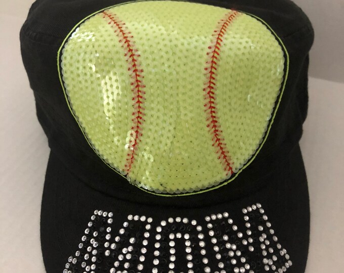 Softball Mom Embellished Cadet Hat - FREE SHIPPING