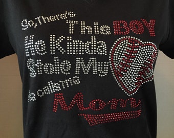 Stole My Heart Baseball Mom Bling Shirt