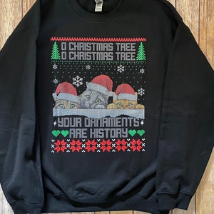 Ugly Sweater | Christmas Tee | Holiday Party | Christmas Cats Printed Sweatshirt | Free Shipping