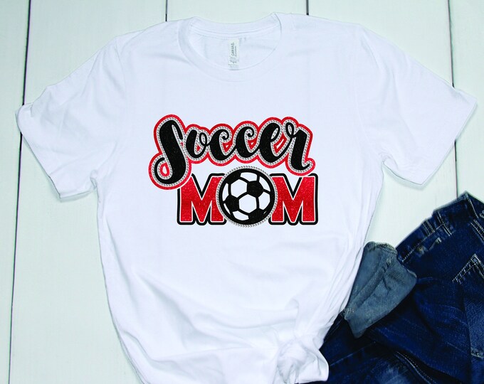 Soccer Mom Glitter and Rhinestone Shirt - Customize the Colors