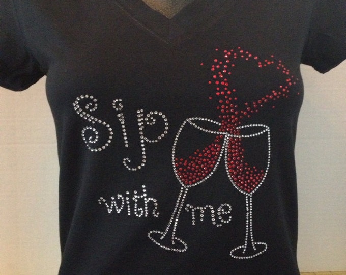 Sip With Me Bling Tee - Girls Night Out