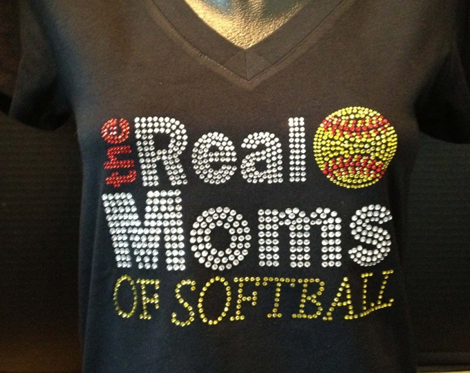 Moms of Softball Rhinestone Shirt