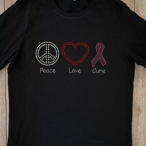Breast Cancer Awareness - Peace | Love | Cure Bling Shirt