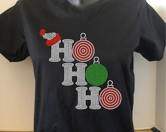 Christmas - Holiday -Ho Ho Ho Rhinestone Shirt